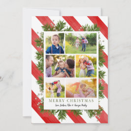 Nadeln und Streifen 6 Foto | Weihnachts-Fotokarte Feiertagskarte