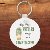 Nadeln zu sagen Kaktus Danke Lehrer Geschenk Schlüsselanhänger (Rückseite)
