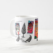 Nadelstich-Design abstrakte Häuser Tasse/ Zuhause Kaffeetasse (Vorderseite Links)