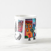 Nadelstich-Design abstrakte Häuser Tasse/ Zuhause Kaffeetasse (Mittel)