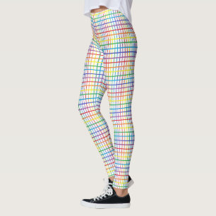 Nadelstreifen-Regenbogen-Webart-Weiß Leggings