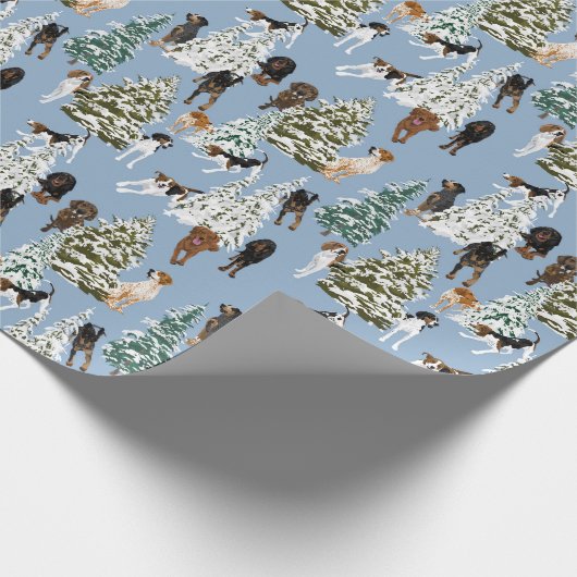 Nadelwald blau geschenkpapier (Ecke)