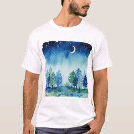 Nadelwald unter einem sternenklaren Himmel T-Shirt