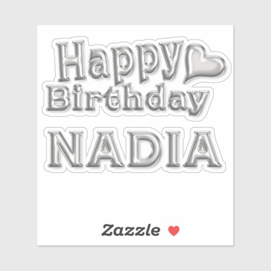 Nadia Happy Birthday silver Aufkleber Sticker (Blatt)