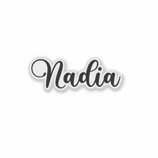 Nadia Name - Handgeschriebene Kalligrafie Aufkleber (Vorderseite)