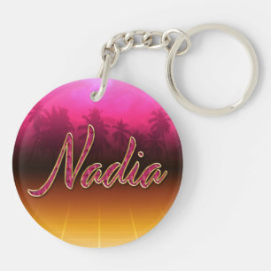 Nadia Vorname Name golden pink Schlüsselanhänger