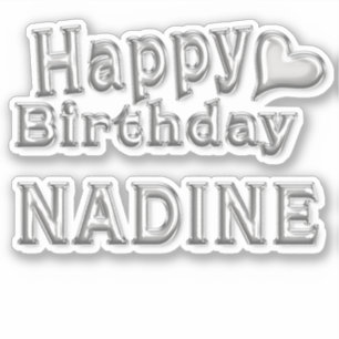 Nadine Happy Birthday silver Aufkleber Sticker