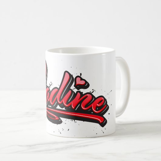Nadine red Heart Graffiti Tasse Kaffeetasse (VorderseiteRechts)