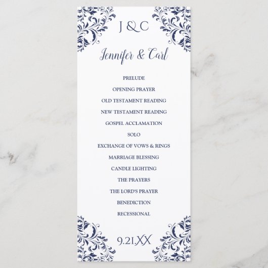 Nadine Wedding Program | Länge des Tees (Navy Blue Programm (Vorderseite)
