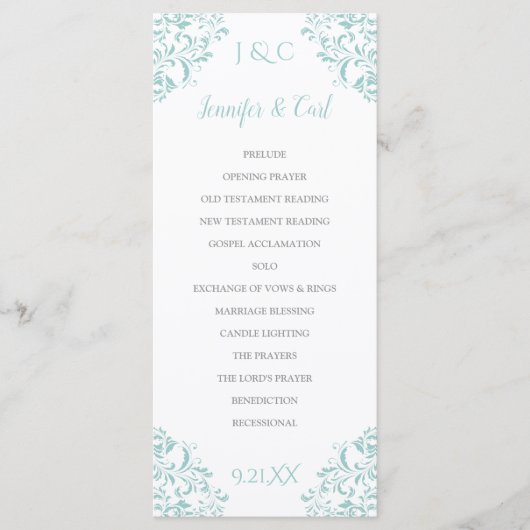 Nadine Wedding Program | Tall (helltürkis) Programm (Vorderseite)