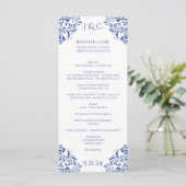 Nadine Wedding Program - Tea-length - Royal Blue Programm (Stehend Vorderseite)