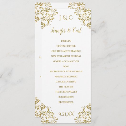 Nadine Wedding Zeremony Program - Tea-Length (Gold Programm (Vorne/Hinten)