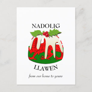 Nadolig Llawen WALES Welsh Frohe Weihnachts Puddin Postkarte