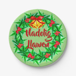 Nadolig Llawen Welsh Frohe Weihnachten 7" Pappteller