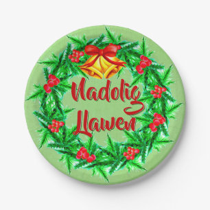 Nadolig Llawen Welsh Frohe Weihnachten 7" Pappteller
