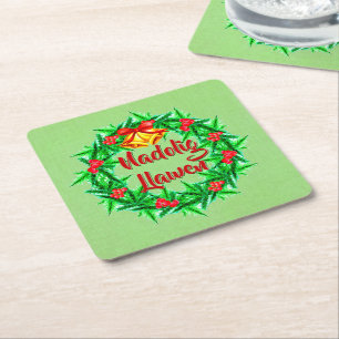 Nadolig Llawen Welsh Frohe Weihnachten Rechteckiger Pappuntersetzer
