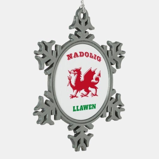 Nadolig Llawen Welsh Frohe Weihnachten Simple Celt Schneeflocken Zinn-Ornament (Links)