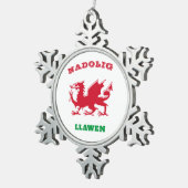 Nadolig Llawen Welsh Frohe Weihnachten Simple Celt Schneeflocken Zinn-Ornament (Rechts)