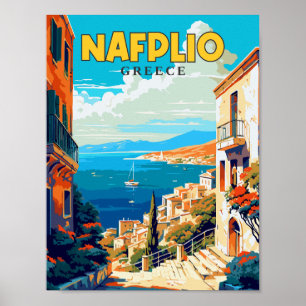 Nafplio Griechenland vintage Reiseillustration Pos Poster