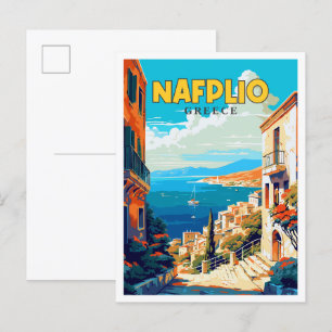 Nafplio Griechenland vintage Reiseillustration Pos Postkarte