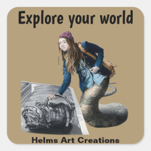 Naga Exploration World Travel Fantasy Art Stickers