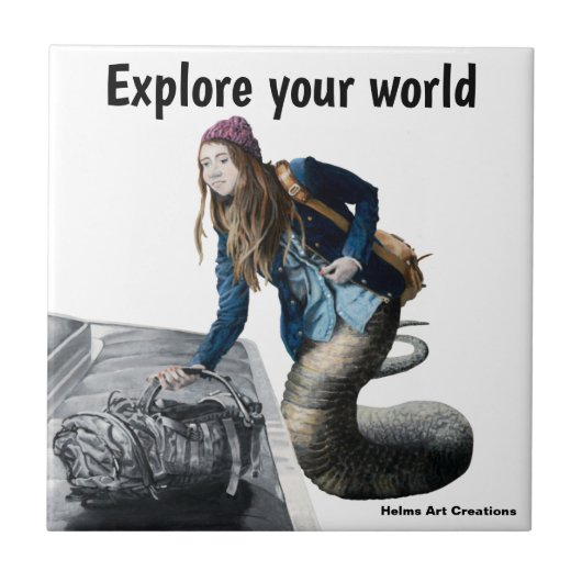 Naga Exploration World Travel Fantasy Keramik Tile Fliese (Vorderseite)