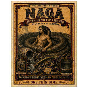 Naga, Vintage-Zirkus-Monster Postkarte