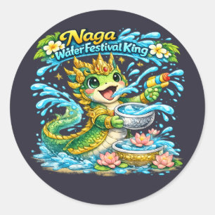 Naga-Wasserfestival König Pi Mai Lao Shirt Runder Aufkleber