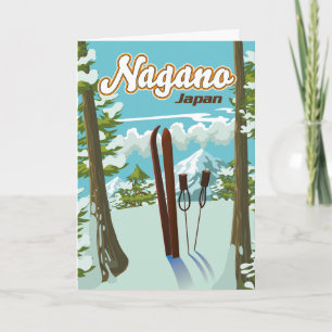 Nagano Japan Ski-Plakat Feiertagskarte