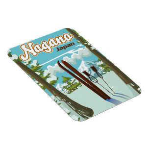Nagano Japan Ski-Plakat Magnet