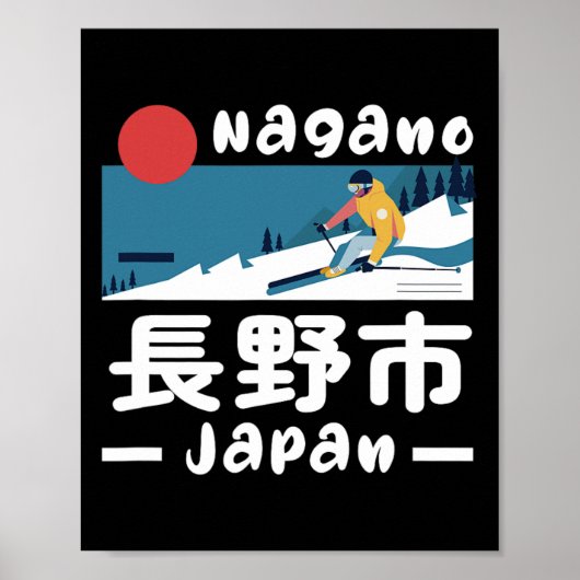 Nagano Japan Ski Resort Skiing Japanese Alps Trave Poster (Vorne)