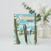 Nagano Japan Skipposter Postkarte (Stehend Vorderseite)