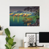 Nagaragawa Kormoranfischerei durch Tsuchiya Koitsu Poster (Heimbüro)