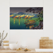 Nagaragawa Kormoranfischerei durch Tsuchiya Koitsu Poster (Küche)
