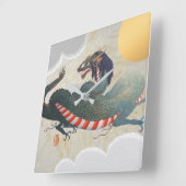 Nagasaki Dragon Square Wall Clock Quadratische Wanduhr (Winkel)