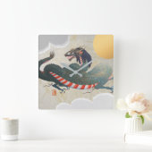 Nagasaki Dragon Square Wall Clock Quadratische Wanduhr (Zuhause)