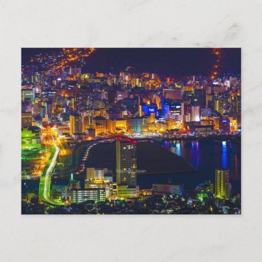 Nagasaki Japan in der Nacht Postkarte (Vorderseite)