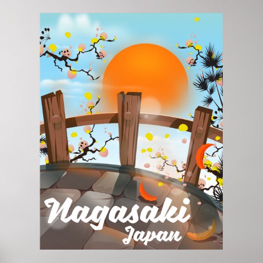 Nagasaki japanisches Blütenposter. Poster (Vorne)