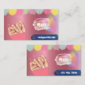 Nägel auf rosa Untergrund Visitenkarte (Vorne/Hinten)