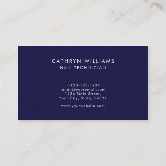 Nägel Dark Blue Animal Print Nail Techniker Visitenkarte (Rückseite)
