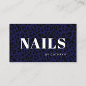 Nägel Dark Blue Animal Print Nail Techniker Visitenkarte (Vorderseite)