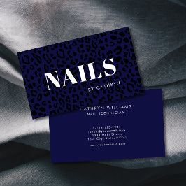 Nägel Dark Blue Animal Print Nail Techniker Visitenkarte