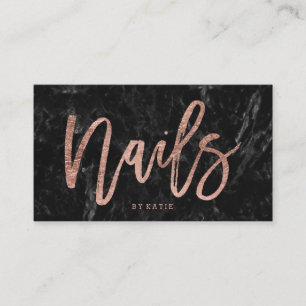 Nägel elegante Rose Gold Typografie schwarzen Mar Visitenkarte