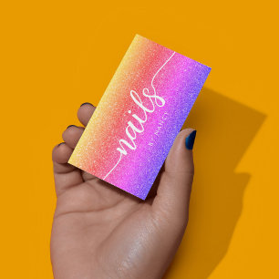 Nägel elegante Schrift-Typografie Regenbogen-Glitt Visitenkarte