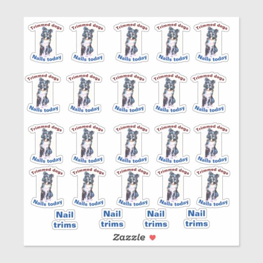 Nägel getrimmter Hundaufkleber Aufkleber (Blatt)