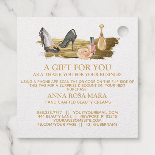 *~* Nägel Heels Barcode QR Code Danke, Geschenkmar Geschenkanhänger (Rückseite)