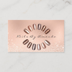 Nagel-Künstler-Rosa-perliger Rosen-GoldGlitzer Visitenkarte