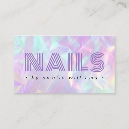 Nägel lila holografische pastellfarbene Regenbogen Visitenkarte (Vorderseite)