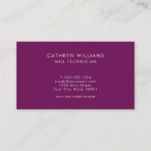 Nägel Lila Nageldrucktechniker Visitenkarte (Rückseite)
