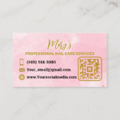 Nägel Maniküre Minimalistisch rosa mit QR-Code Visitenkarte (Rückseite)